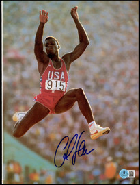Carl Lewis Autographed 9x12 Magazine Page Photo Track & Field Olympics Beckett BAS QR #BT66619