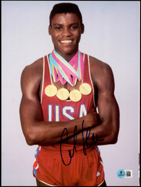 Carl Lewis Autographed 9x12 Magazine Page Photo Track & Field Olympics Beckett BAS QR #BT66621