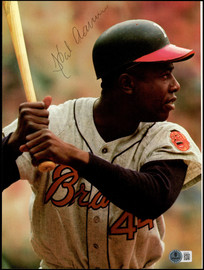 Hank Aaron Autographed 9x12 Magazine Page Photo Milwaukee Braves Beckett BAS #AE50748