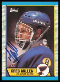 Greg Millen Autographed 1989-90 Topps Card #137 St. Louis Blues SKU #254691