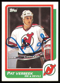 Pat Verbeek Autographed 1986-87 Topps Card #46 New Jersey Devils SKU #254725