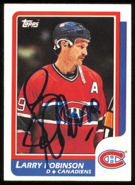 Larry Robinson Autographed 1986-87 Topps Card #62 Montreal Canadiens SKU #254730