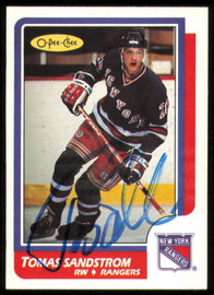 Tomas Sandstrom Autographed 1986-87 O-Pee-Chee Card #230 New York Rangers SKU #254800
