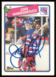 John Vanbiesbrouck Autographed 1988-89 Topps Card #102 New York Rangers SKU #254898