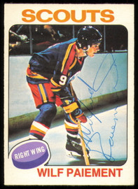 Wilf Paiement Autographed 1975-76 O-Pee-Chee Card #195 Kansas City Scouts SKU #255405