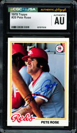 Pete Rose Autographed 1978 Topps Card #20 Cincinnati Reds CGC x JSA #6078175036