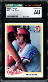 Pete Rose Autographed 1978 Topps Card #20 Cincinnati Reds CGC x JSA #6078175038