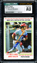 Pete Rose Autographed 1978 Topps Card #5 Cincinnati Reds CGC x JSA #6078174097