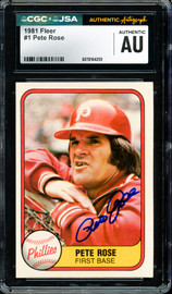 Pete Rose Autographed 1981 Fleer Card #1 Philadelphia Phillies CGC x JSA #6078164259