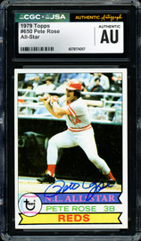 Pete Rose Autographed 1979 Topps Card #650 Cincinnati Reds CGC x JSA #6078174057