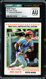 Pete Rose Autographed 1978 Topps Card #5 Cincinnati Reds Auto Grade Gem Mint 10 CGC x JSA #6078174106