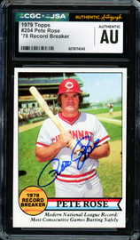 Pete Rose Autographed 1979 Topps Card #204 Cincinnati Reds CGC x JSA #6078174045
