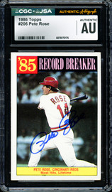 Pete Rose Autographed 1986 Topps Card #206 Cincinnati Reds CGC x JSA #6078172175