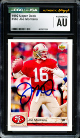 Joe Montana Autographed 1992 Upper Deck Card #560 San Francisco 49ers CGC x JSA #6078171226