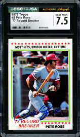 Pete Rose Autographed 1978 Topps Card #5 Cincinnati Reds Card Grade 7.5 CGC x JSA #6078174092