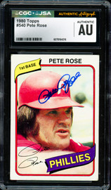 Pete Rose Autographed 1980 Topps Card #540 Philadelphia Phillies CGC x JSA #6078164216