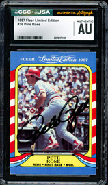 Pete Rose Autographed 1987 Fleer Limited Edition Card #36 Cincinnati Reds CGC x JSA #6078172189