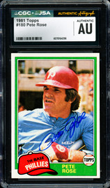 Pete Rose Autographed 1981 Topps Card #180 Philadelphia Phillies CGC x JSA #6078164296