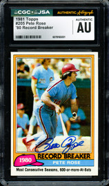 Pete Rose Autographed 1981 Topps Card #205 Philadelphia Phillies