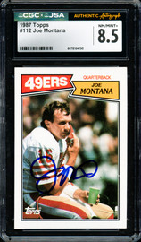 Joe Montana Autographed 1987 Topps Card #112 San Francisco 49ers Card Grade 8.5 CGC x JSA #6078164190