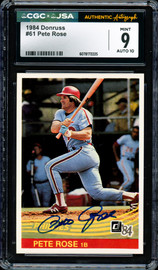Pete Rose Autographed 1984 Donruss Card #61 Philadelphia Phillies Card Grade 9 Auto Grade Gem Mint 10 CGC x JSA #6078172225