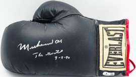 Muhammad Ali Autographed Black Everlast Boxing Gloves "The Greatest 9-8-90" LH Beckett BAS #AE49013