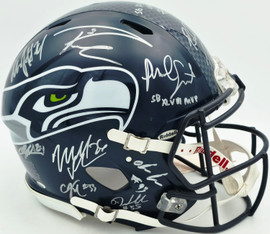 2013 SB XLVIII Champion Seattle Seahawks Team Autographed Full Size Helmet With 24 Signatures Including Marshawn Lynch MCS Holo & Beckett BAS #AE49014