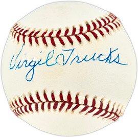 Virgil Trucks Autographed Official AL Baseball Detroit Tigers Beckett BAS QR #BU87283