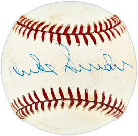 Duke Snider Autographed Official NL Baseball Brooklyn Dodgers Beckett BAS QR #BU86797