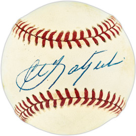 Carl Yastrzemski Autographed Official AL Baseball Boston Red Sox Beckett BAS QR #BU86925
