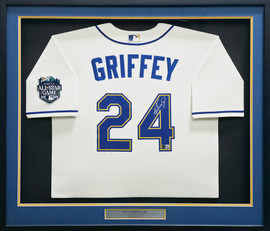 Seattle Mariners Ken Griffey Jr. Autographed Framed Cream Nike Jersey Beckett BAS Witness Stock #256422