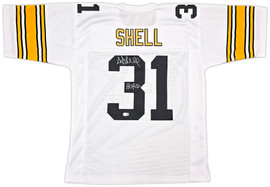 Pittsburgh Steelers Donnie Shell Autographed White Jersey "HOF 20" Beckett BAS Witness Stock #256862