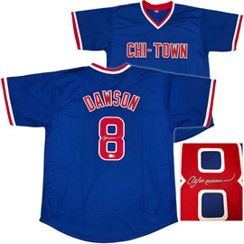 Chicago Cubs Andre Dawson Autographed Blue Jersey Beckett BAS Witness Stock #256897