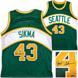 Seattle Supersonics Jack Sikma Autographed Green Jersey MCS Holo Stock #256726