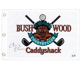 Chevy Chase Autographed 12x18 White Caddyshack Pin Flag Beckett BAS QR Stock #256733