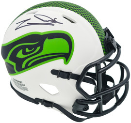 Zach Charbonnet Autographed Seattle Seahawks Lunar Eclipse White Speed Mini Helmet MCS Holo Stock #256966