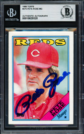 Pete Rose Autographed 1988 Topps Card #475 Cincinnati Reds Beckett BAS #18629320