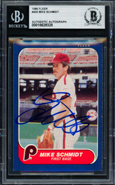 Mike Schmidt Autographed 1986 Fleer Card #450 Philadelphia Phillies Beckett BAS #18629328