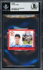Ted Williams Autographed 1988 Grenada Stamp Boston Red Sox Beckett BAS #18630145