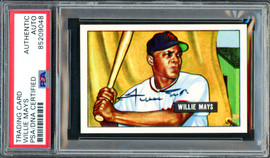 Willie Mays Autographed 1986 C.C.C. 1951 Bowman Reprint Rookie Card San Francisco Giants #366/1951 PSA/DNA #85209048