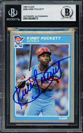 Kirby Puckett Autographed 1985 Fleer Rookie Card #286 Minnesota Twins Beckett BAS #18629073