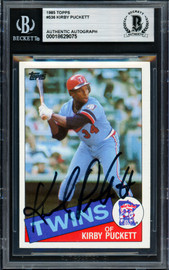 Kirby Puckett Autographed 1985 Topps Rookie Card #536 Minnesota Twins Beckett BAS #18629075