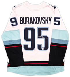 Seattle Kraken Andre Burakovsky Autographed White Fanatics Jersey Size XL Fanatics Holo Stock #257000