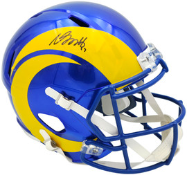 Davante Adams Autographed Los Angeles Rams Blue Full Size Speed Replica Helmet Beckett BAS Witness Stock #257213