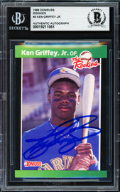 Ken Griffey Jr. Autographed 1989 Donruss The Rookies Card #3 Seattle Mariners Beckett BAS Stock #257221