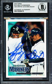 Ken Griffey Jr. & Ichiro Suzuki Autographed 2010 Topps Card #515 Seattle Mariners Beckett BAS Stock #257218