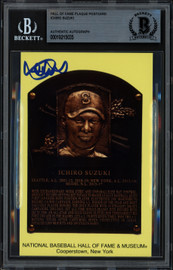 Ichiro Suzuki Autographed Hall of Fame HOF Plaque Postcard Seattle