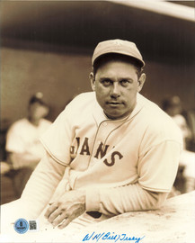 Bill Terry Autographed 8x10 Photo New York Giants Beckett BAS #BS38663