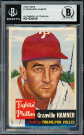 Granny Hamner Autographed 1953 Topps Card #146 Philadelphia Phillies Beckett BAS #19207551