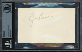 Jim Brown Autographed 3x5 Index Card Cleveland Browns Beckett BAS #19214593